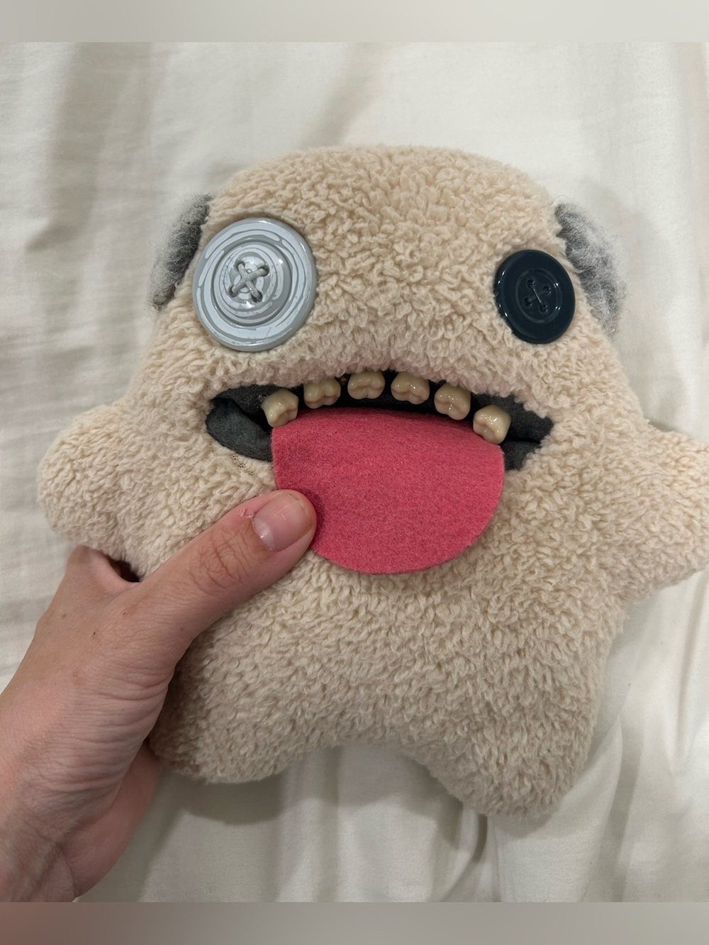 Fuggler Hairy Fuggs Oogah Boogah Cream Ugly Monster Plush Toy 9”